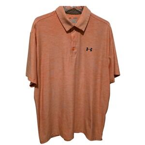 Under Armour Shirt Mens XL Orange HeatGear Loose Fit Heathered Short Sleeve Polo
